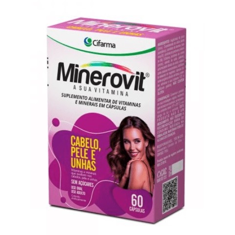 Minerovit Cabelo Pele Unhas 60 Cápsulas Vitaminas Fortalecimento Original