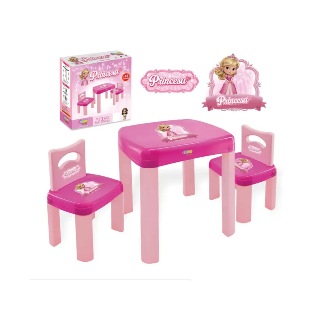 Conjunto Mesa Infantil Princesa para Atividades e Refeiçoes com 2 Cadeiras - Ref 415