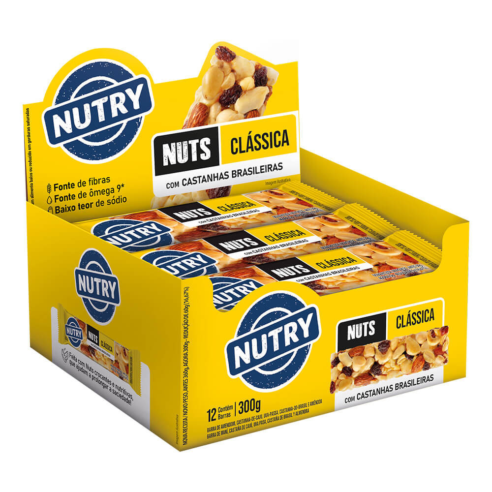 Barra Nuts Clássica Original Nutry  Com 12 Unidades De 25g em Oferta na Shopee