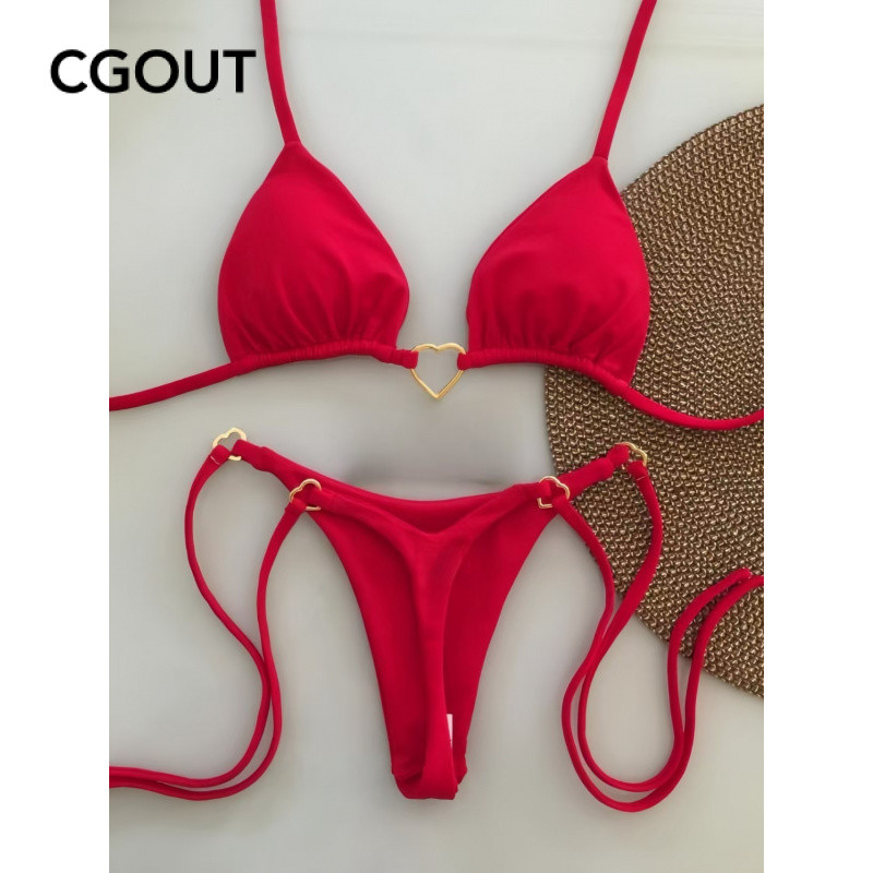Novo biquíni terno em forma de coração padrão praia férias maiô em Oferta na Shopee
