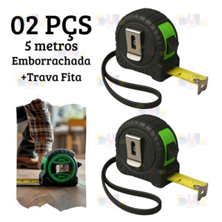 Kit 2 Trena Métrica 5 METROS EMBORRACHADA PROFISSIONAL com Trava Fita de Aço em Oferta na Shopee