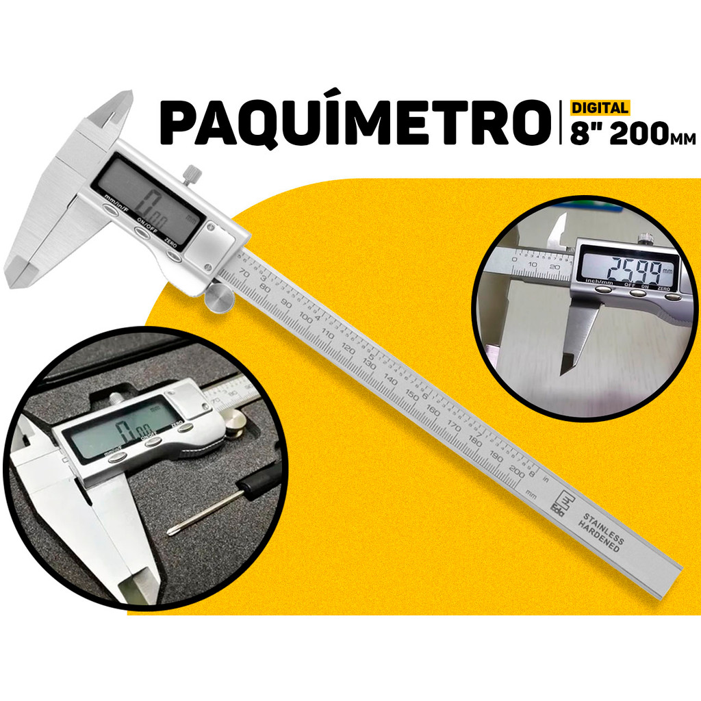 Paquímetro Digital 200mm 8 Polegadas Aço Inox C/ Cursor De Metal E Estojo Eda Ferramenta Precisão Profissional em Oferta na Shopee