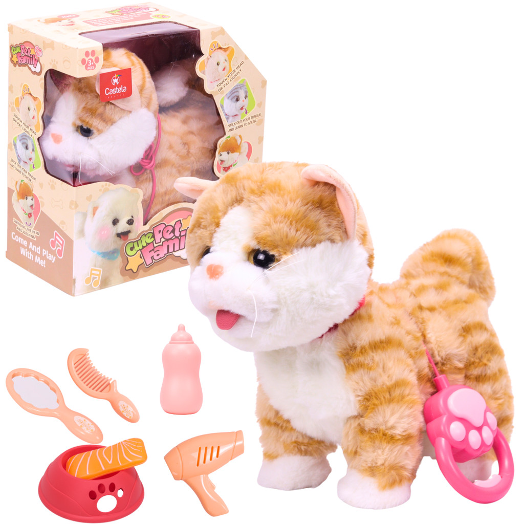 Gatinho de Pelucia Laranja Som e Movimento - Castela em Oferta na Shopee