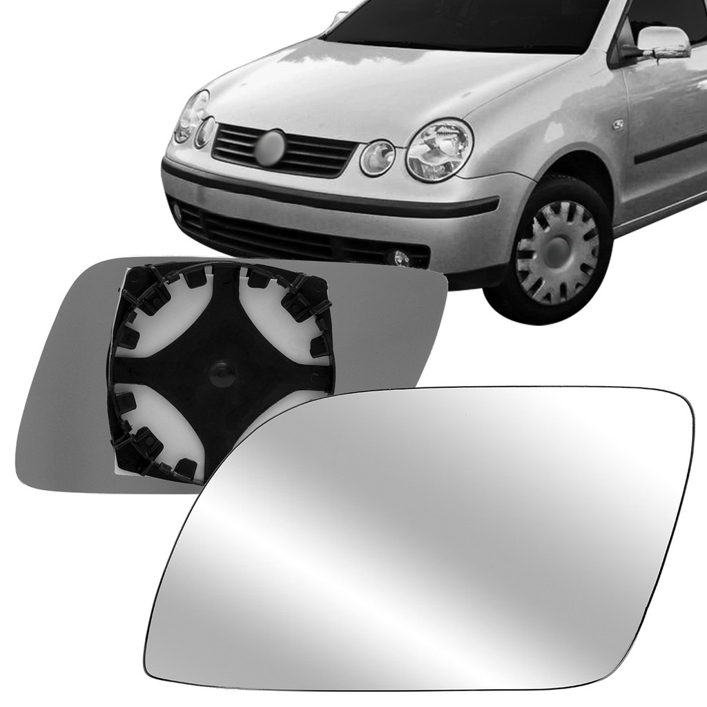 Lente Espelho Retrovisor Polo 2003 2004 2005 2006 2007 2008 2009 2010 2011 Com Placa