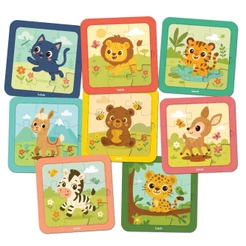 KIT 8 QUEBRA CABEÇAS ANIMAIS MADEIRA BABEBI 9 PEÇAS LÓGICO MDF JOGO EDUCATIVO INFANTIL BICHOS QUADRO