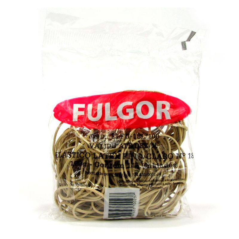 Elástico látex n18 amarelo pacote 100g Fulgor - Stationery