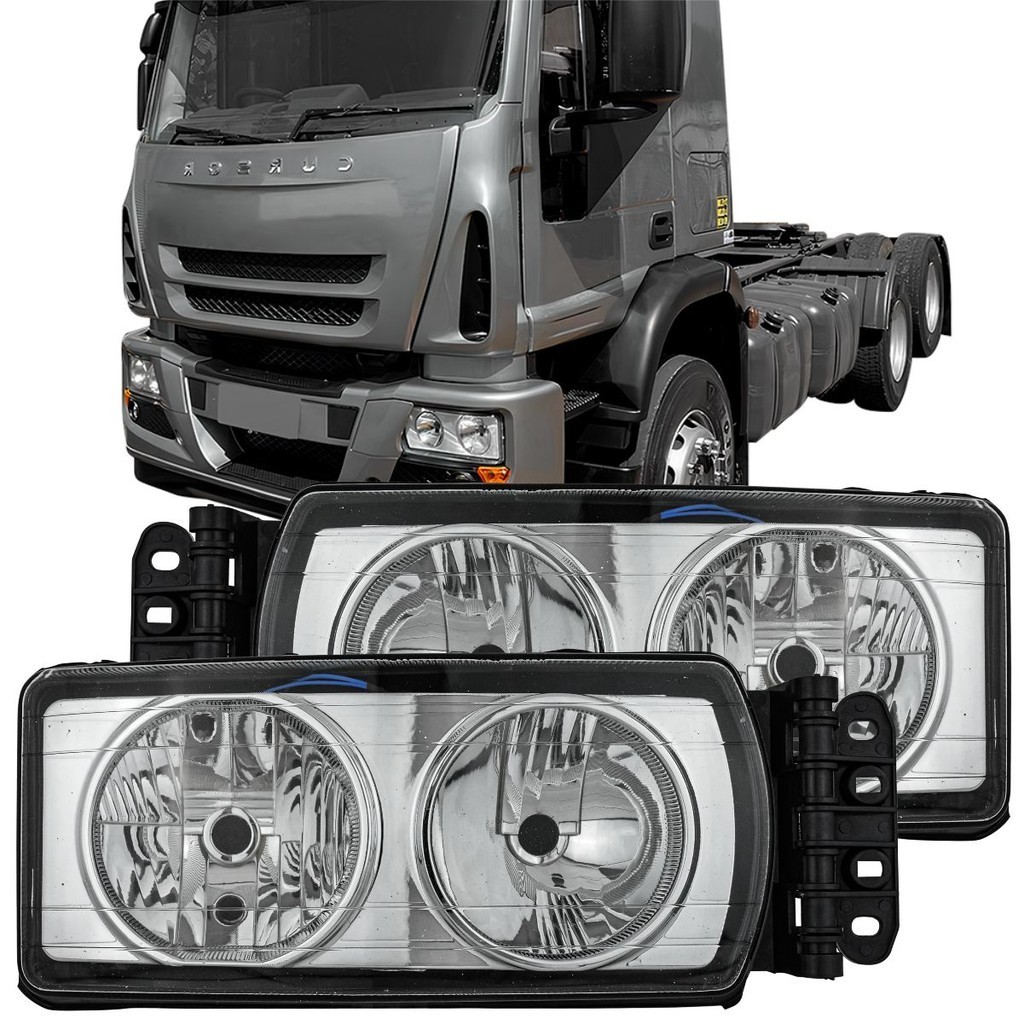 Par de Faróis de Vidro para Caminhão Stralis Iveco Tector Cursor de 2010 11 12 13 a 2020