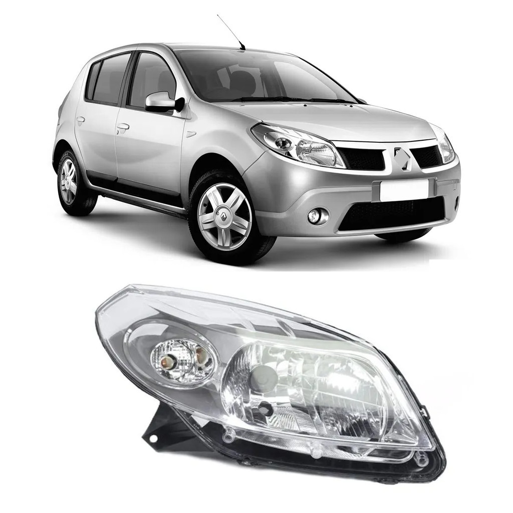 Farol Sandero 2008 2009 2010 2011 Mascara Cromada Lado Direito