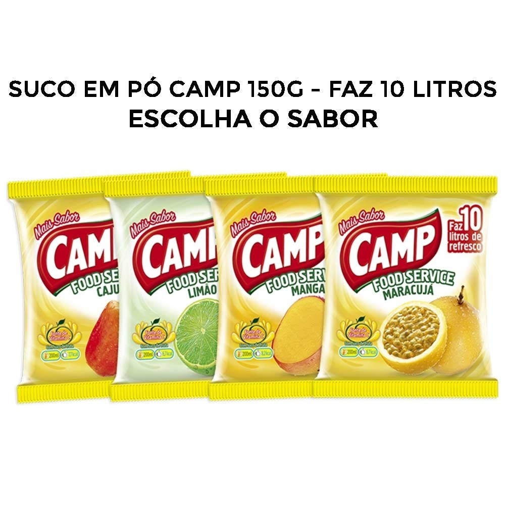 Suco em Pó 150g Faz 10 Litros - Camp Escolha o Sabor