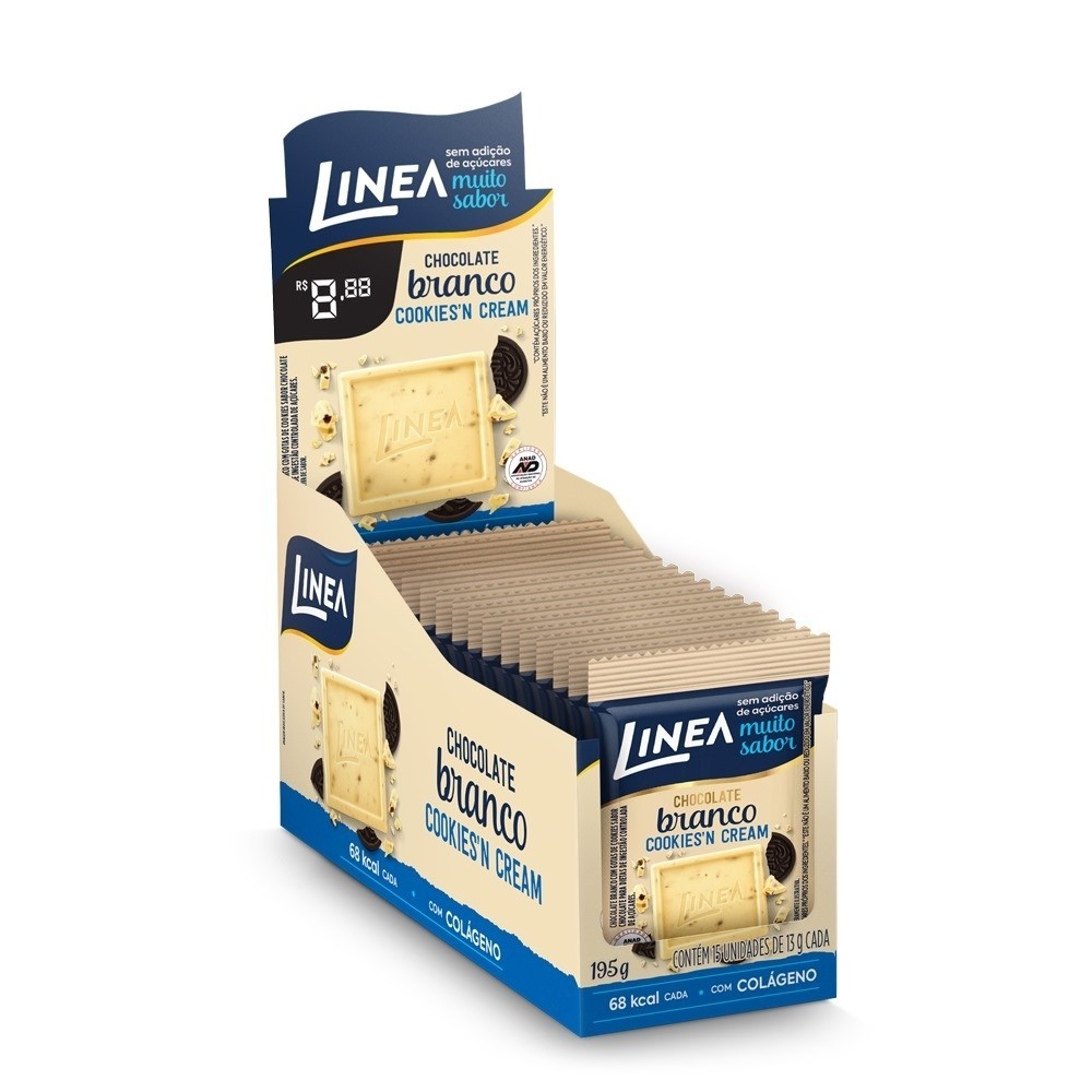 Mini Chocolate Branco Diet Cookies N Cream Linea 15un De 13G