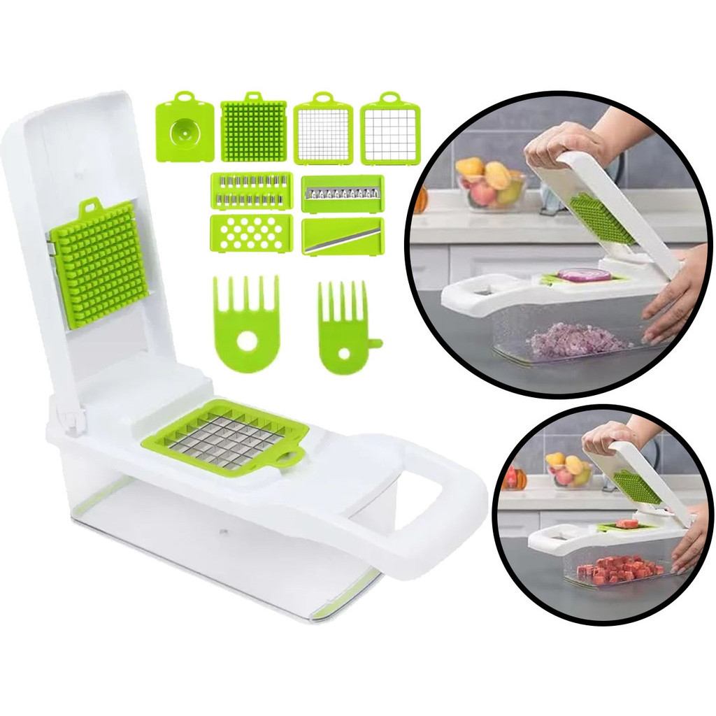Cortador Ralador Triturador Manual Multifuncional Para Legumes Vegetais 13 Peças Plástico E Aço em Oferta na Shopee