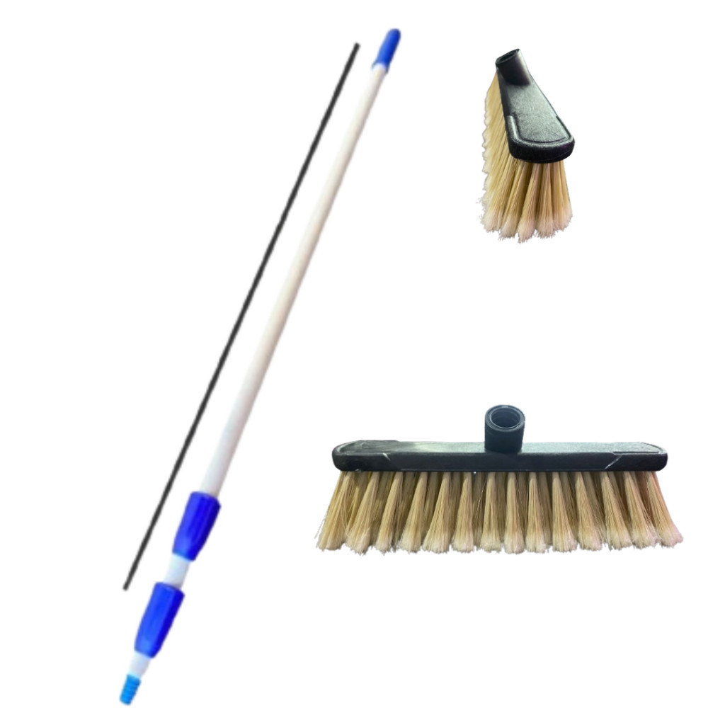 VASSOURA ESFREGÃO LAVA PLACA SOLAR NYLON COM CABO EXTENSOR 3 MTS (P CLEAN)