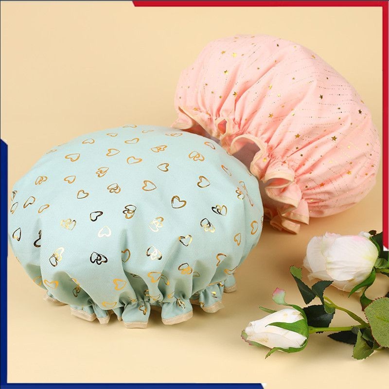 Touca De Banho Grossa à Prova D'água, Dupla Camada, Padrão Estrela, Banheiro, Salão De Beleza, Chapéu De Banho Para Mulheres