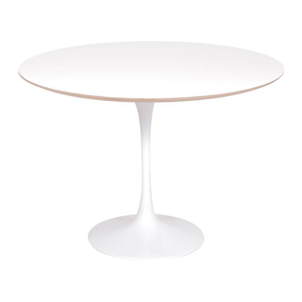 Mesa Saarinen Redonda Fórmica Branca 124 Cm - Base Branca