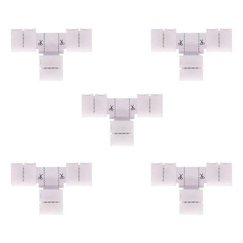 Kit 5 Conector T Fita Led Emenda Rápida 10mm 4 Vias Rgb 5050 em Oferta na Shopee