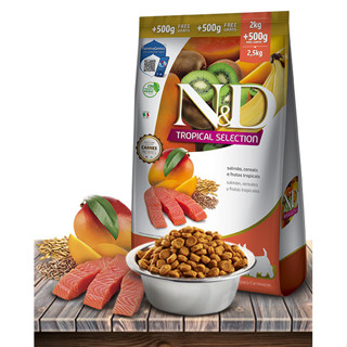 Ração Seca ND Tropical Selection Salmão, Cereais e Frutas Tropicais para Cães Adultos de Raças Mini - 2 0,5Kg em Oferta na Shopee