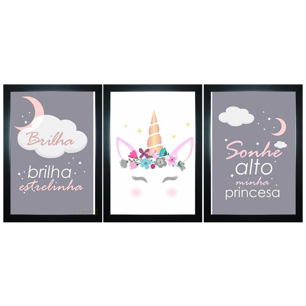 Trio Quadros Decorativos Gratidão Fe E Amor Marrom Painel