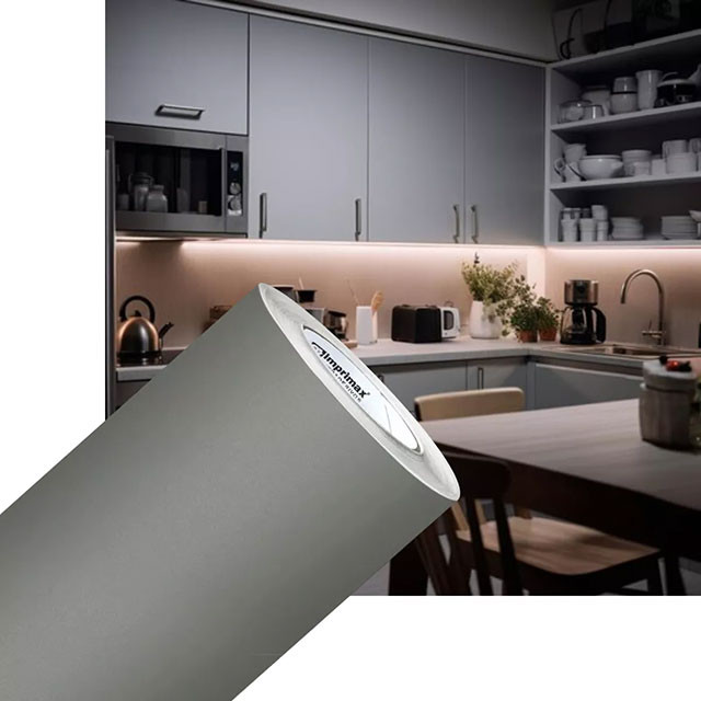 Vinil Adesivo Colorido Fosco Jateado Cinza Nardo 0,61x5m