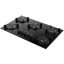 Fogão Cooktop 5 Bocas a Gás Atlas U Top com Mesa de Vidro Preto Bivolt