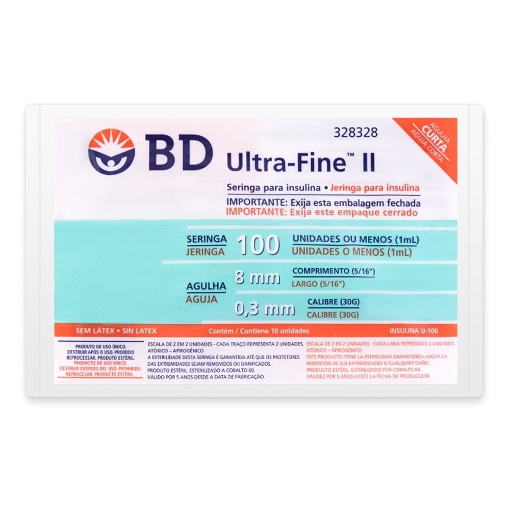 Seringa de Insulina BD Ultra-Fine 6mm 100UI 10 Unidades em Oferta na Shopee