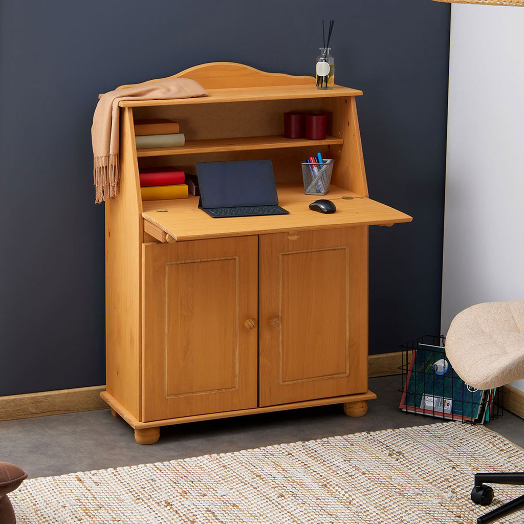 Escrivaninha Mesa Madeira 2 Portas David Rustico em Oferta na Shopee