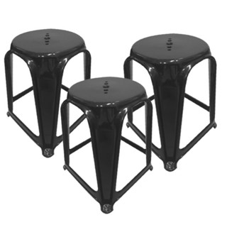 3 Banqueta Empilhável Banco Plástico Preta Moderna Até 120kg - Promoçã3 em Oferta na Shopee
