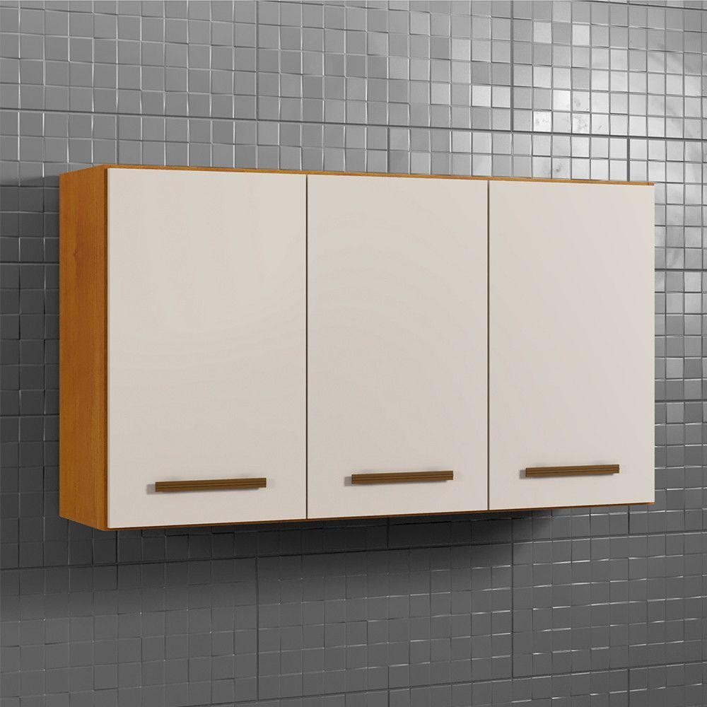 Armário Aéreo 3 Portas E 2 Prateleiras Etios Naturalle Com Off White