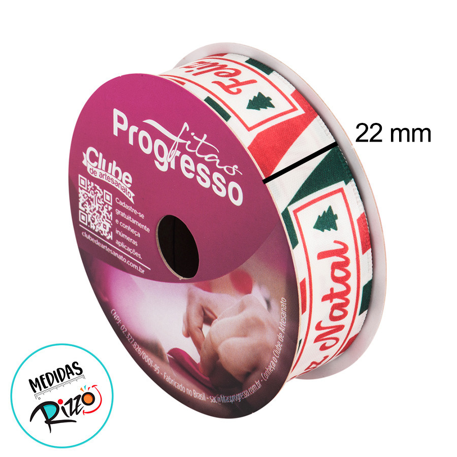 Detalhes do Fita de Cetim 10m x 22mm - Cor 163 - Selos de Cartão Postal - Rolo 10 metros - 1 unidade - Progresso - Rizzo