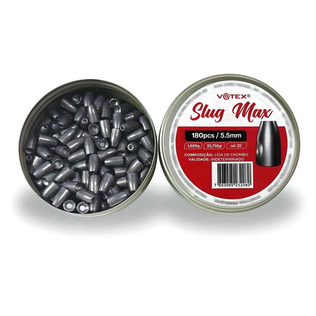 Kit 2 Chumbinhos Slug Max 5.5mm 180pcs/pot - Votex · foto 2