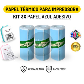 Kit 3 Bobina Rolo De Papel Térmico Adesivo 57*30mm Azul Para Mini Impressora Portátil De Gatinho / Envio Imediato em Oferta na Shopee
