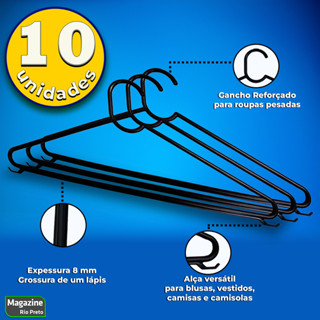 Kit Com 10 Cabides Premium Antideslizante Com Cavas Reforçado Tam Adulto em Oferta na Shopee