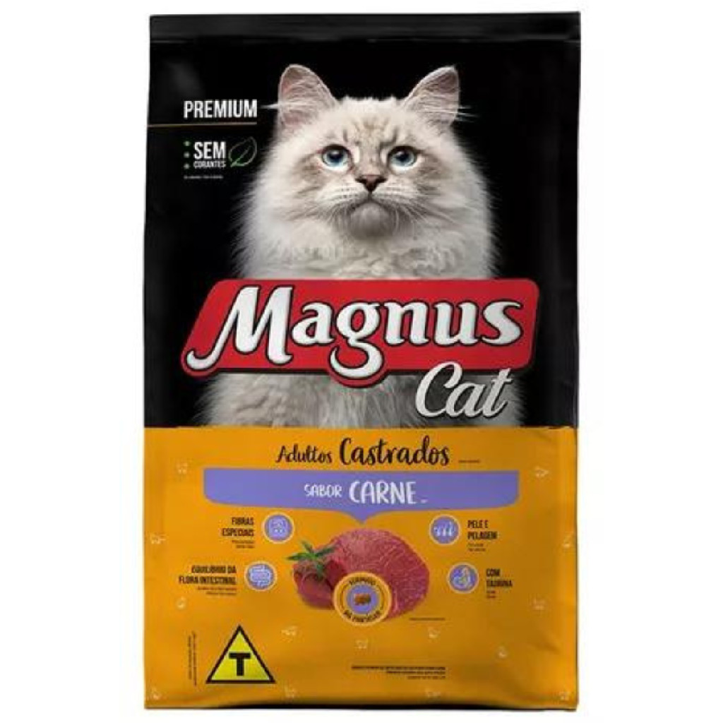 Ração Magnus Premium Gatos Adultos Castrados Carne 10,1kg em Oferta na Shopee