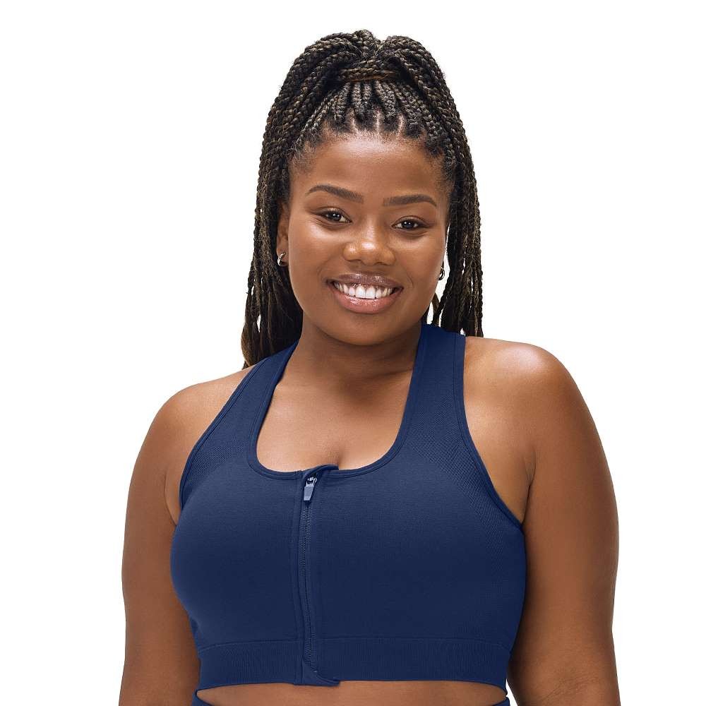 Imagem Top Fitness Plus Size com Zíper e Bojo Removível Marinho Zee Rucci