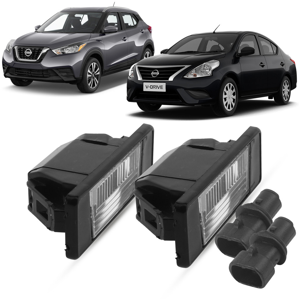 Par de Lanterna Luz de Placa + Soquete Nissan Versa 2012 a 2019 Kicks 2016 2017 2018 2019 2020 2021