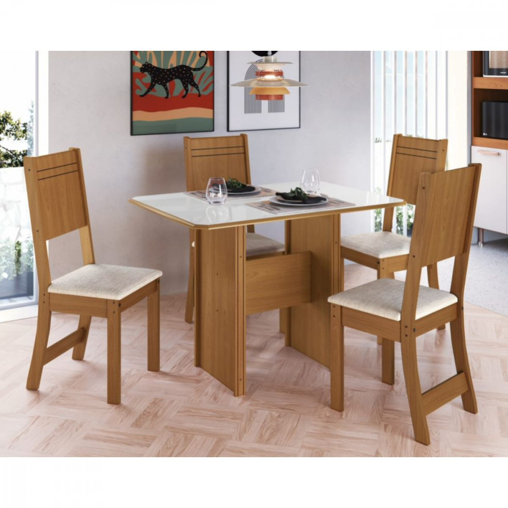 Conjunto De Mesa 1,10cm Com 4 Cadeiras Dublin Indekes em Oferta na Shopee
