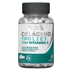 Colágeno Tipo 1, 2 e 3 com Vitamina C 60cps - Flora Viva