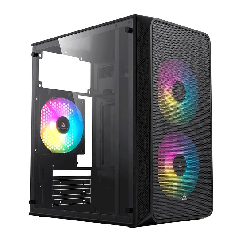 Gabinete Gamer Acegeek Aviator, Mini-Tower, Lateral de Acrilico, Com 2 Fans, Preto,AG-AVIATOR-BK-I2F em Oferta na Shopee