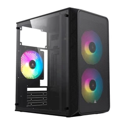 Gabinete Gamer Acegeek Aviator, Mini-Tower, Lateral de Acrilico, Com 2 Fans, Preto,AG-AVIATOR-BK-I2F