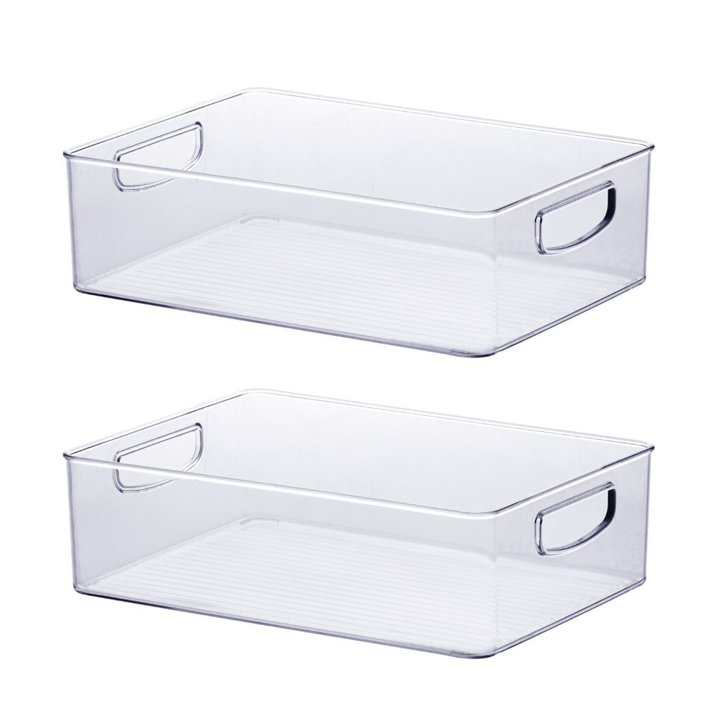 Organizador Geladeira Cozinha Acrílico 31x22x9 Cm Kit 2 Un Cor Transparente