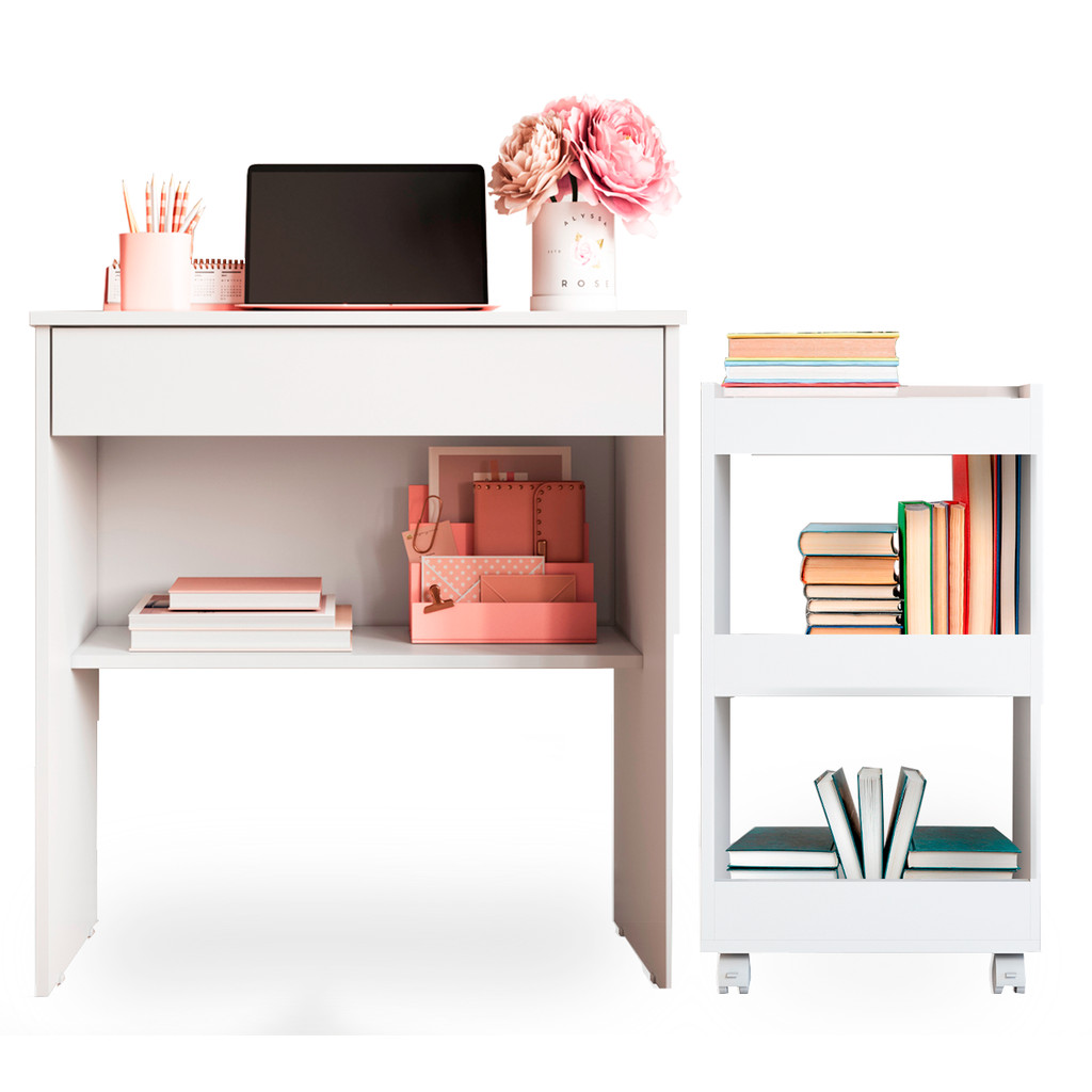 Kit Presente Mesa de Computador e Porta Livros Para Estudos - Home & Living