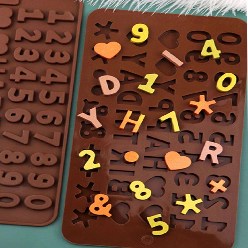 KIT3 Molde IDENTICOS de Silicone Para Chocolate Com Formato De Números e Simbolos E Letras em Oferta na Shopee