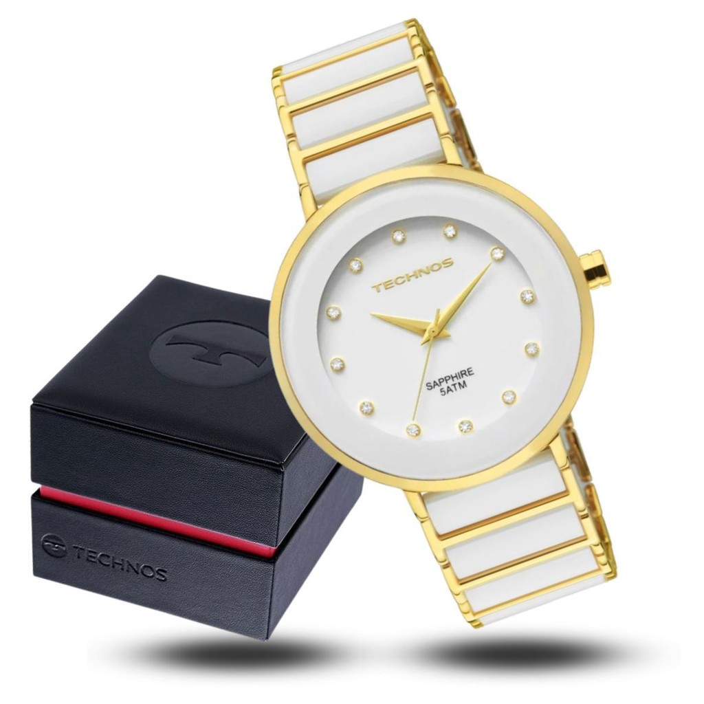 Relógio Technos Feminino Cerâmica Branco Elegance Original