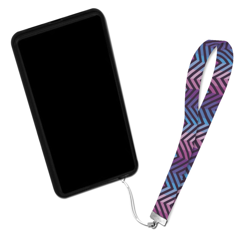 Alça cordão para capa de celular Zig Zag Roxo Rosa e Azul