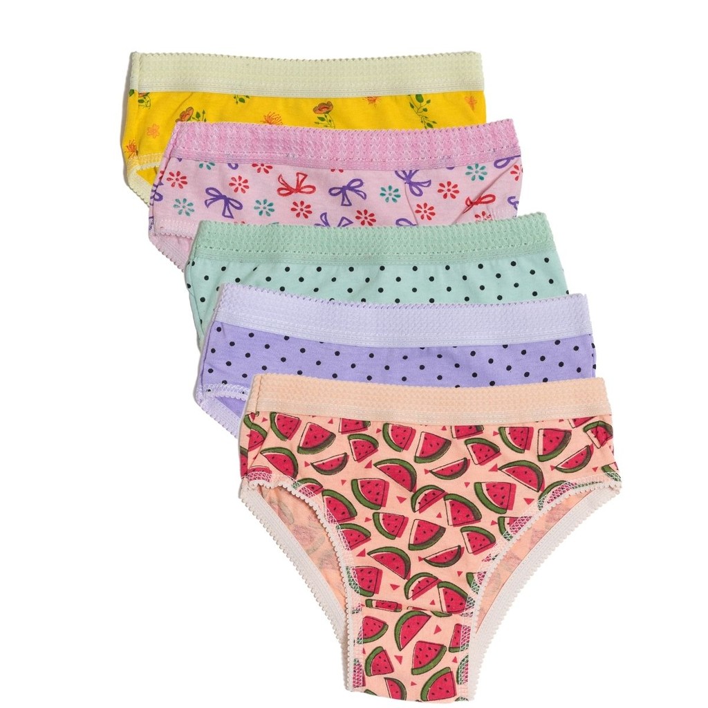 Kit 5 Calcinhas Menina Infantil Kids Estampa Colorida Algodão Confortável