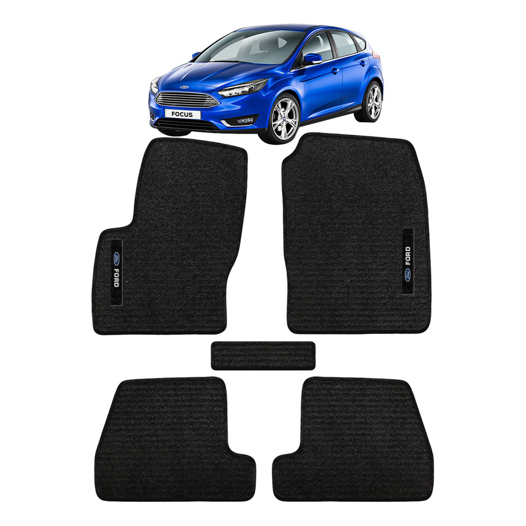 Kit de tapetes 5 peças específico New Focus 2014 / 2024 Carpete Preto