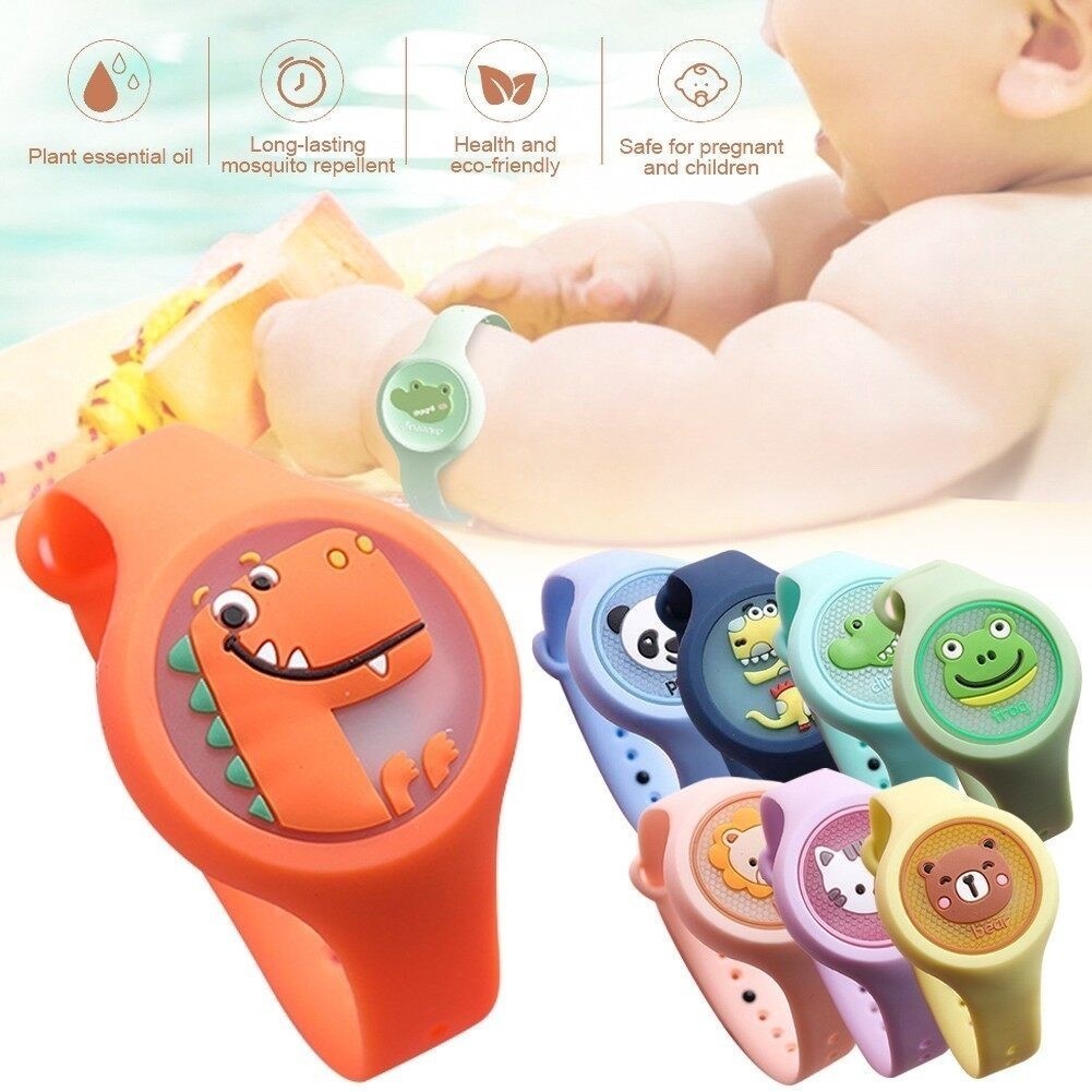 Kit 3 Pulseira Infantil Crianças Menino Menina Anti Mosquito Luminosa Estampa Desenho Com Fivela Á Prova D'Água