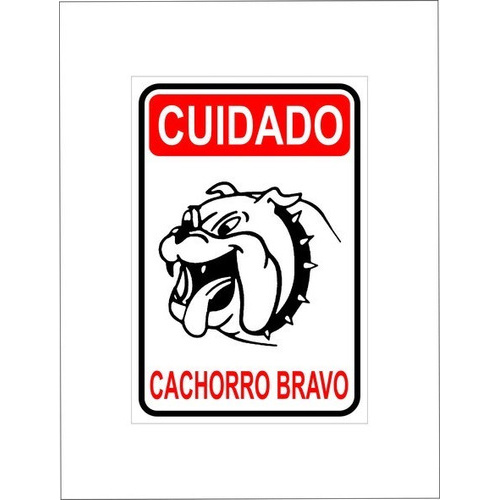 Placa Sinalização Cuidado Cão Cachorro Bravo 20x30cm Portão