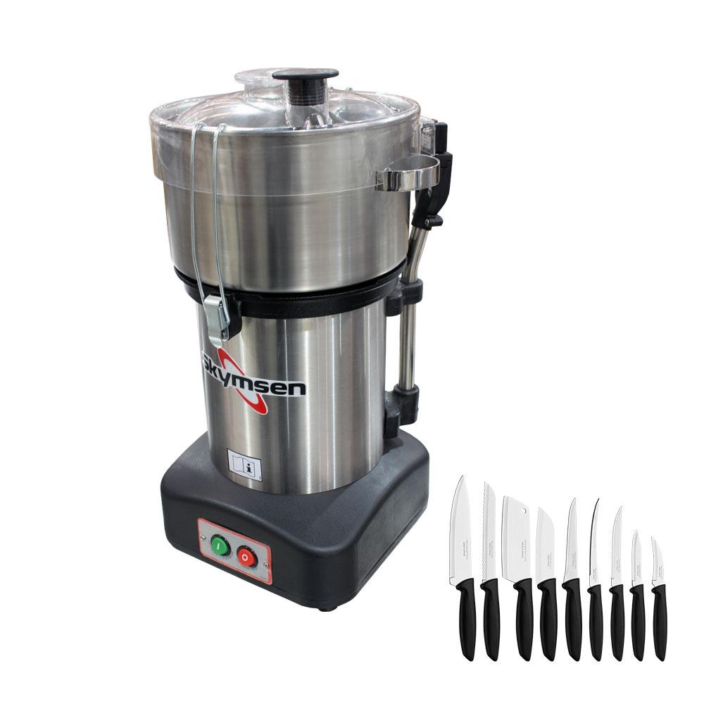 Processador de Alimentos Cutter Profissional Inox 4L CR-4L 127V Skymsen + Jogo de Facas 9 Peças