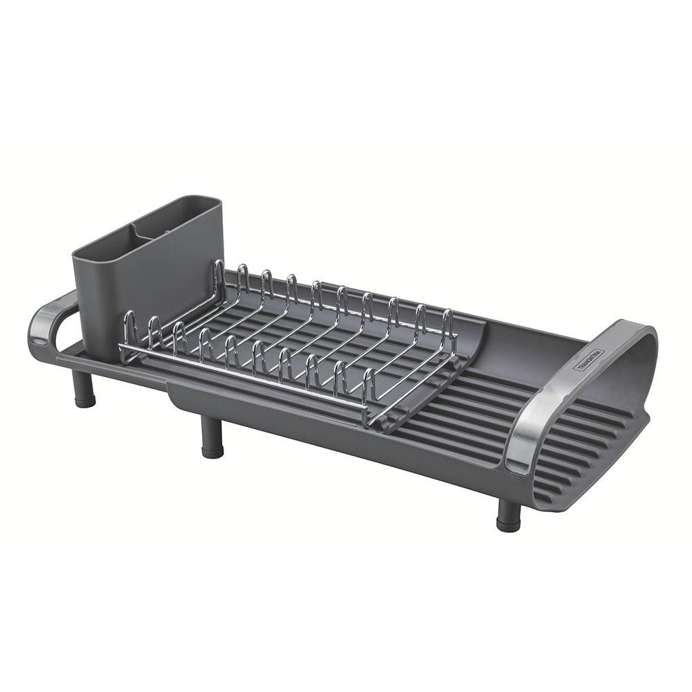 Escorredor de Louça Plurale Compacto Com Secador e Porta Talheres Grafite - Tramontina 61537000 em Oferta na Shopee