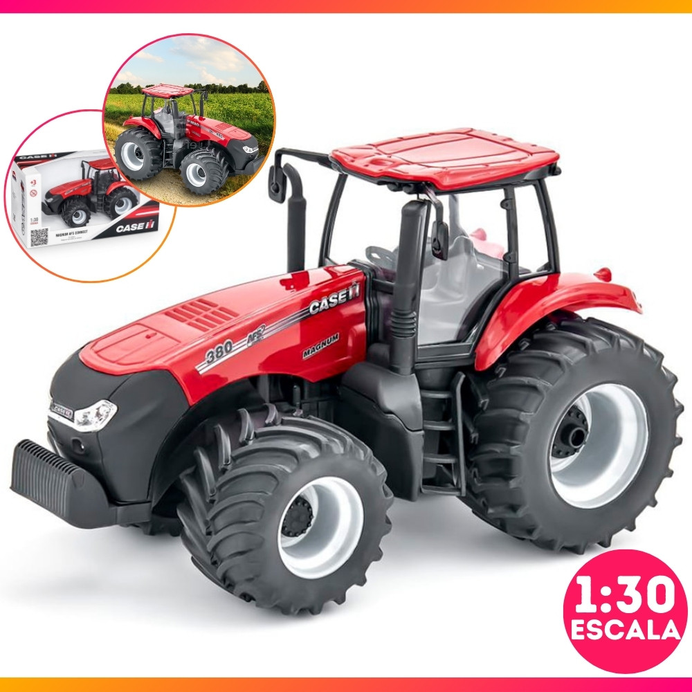 Trator Brinquedo Miniatura Magnum Case 340 Agriculture Escala 1:30 Réplica Miniatura Pneu Borracha